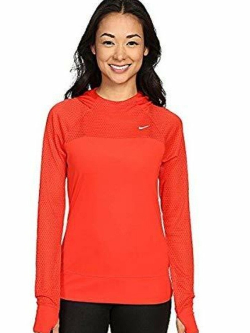Orange Nike Dri-Fit Run Fast Hoodie features a lightweight, breathable Size Smal